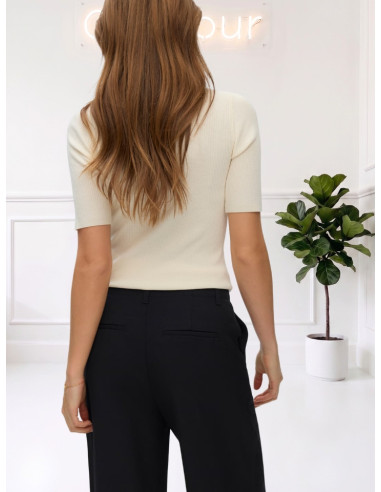 Pullover manica corta a coste strette BIRCH 10352093