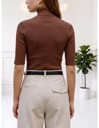 Pullover manica corta a coste strette POTTING SOIL 10352093