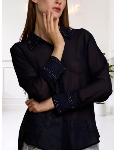 Camicia No Secret Blu Notte con Strass Donna – 263NS222