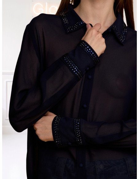 Camicia No Secret Blu Notte con Strass Donna – 263NS222