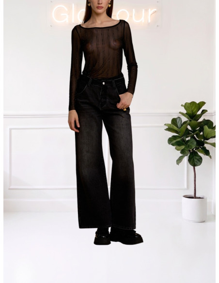 No Secret T-Shirt Rete Strass Nera – 263NS028