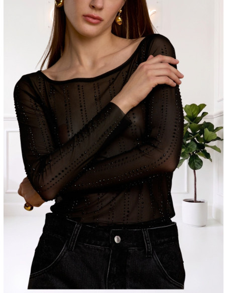 No Secret T-Shirt Rete Strass Nera – 263NS028