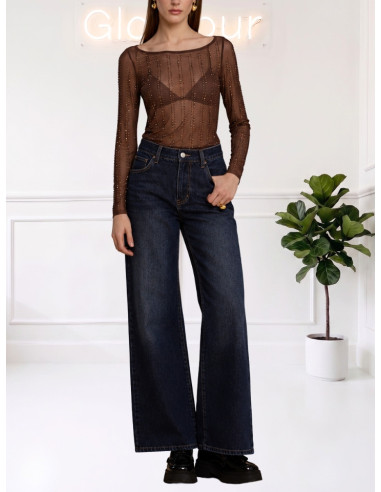 No Secret T-Shirt Rete Strass Marrone – 263NS028