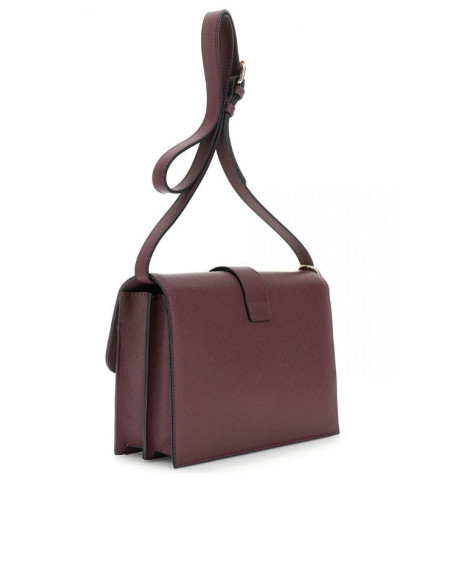 Borsa a tracolla saffiano bordeaux con fibbia | CafèNoir