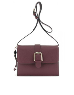 Borsa a tracolla saffiano bordeaux con fibbia | CafèNoir