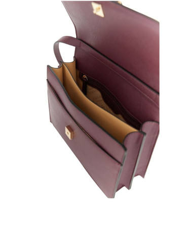 Borsa a tracolla saffiano bordeaux con fibbia | CafèNoir