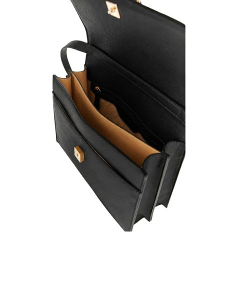 Borsa a tracolla effetto saffiano nera con fibbia | CafèNoir