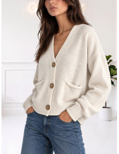 Cardigan bottoni legno LATTE 535310624