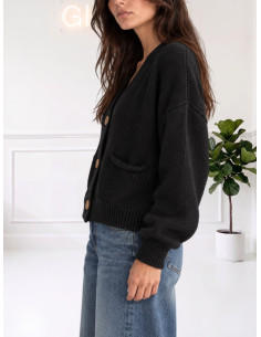 Cardigan bottoni legno NERO 535310624