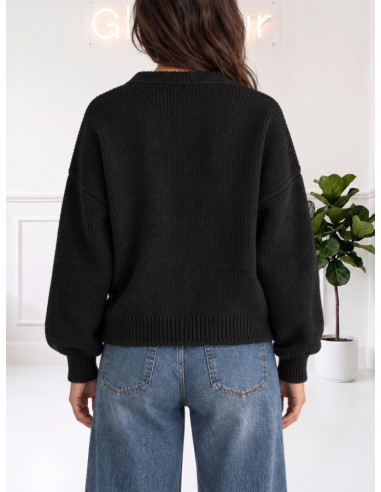 Cardigan bottoni legno NERO 535310624