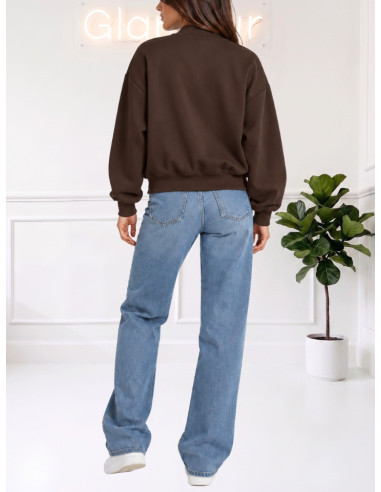 Giacca bomber con zip marrone 10349891