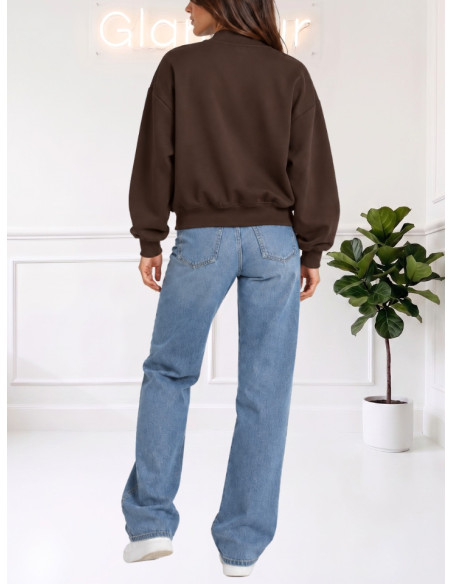 Giacca bomber con zip marrone 10349891