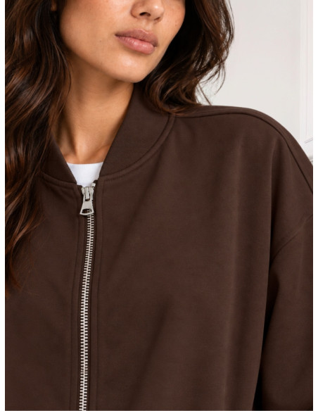 Giacca bomber con zip marrone 10349891