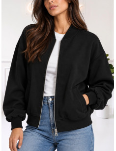 Giacca bomber con zip nero 10349891