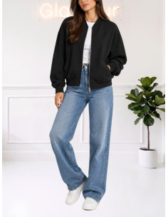 Giacca bomber con zip nero 10349891