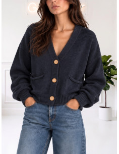 Cardigan bottoni legno BLU 5353310624