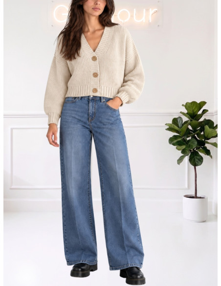 Cardigan bottoni legno senza tasche LATTE 535310632