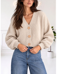 Cardigan bottoni legno senza tasche LATTE 535310632