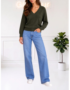 Maglioncino Basic con Scollo a V Verde - Vero Moda
