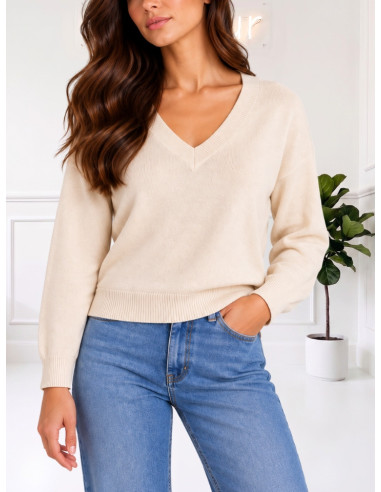 Maglioncino Donna Scollo a V Panna | Vero Moda