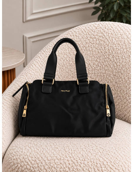 Borsa Bauletto in Nylon Nero con Zip | Mimi-Muà