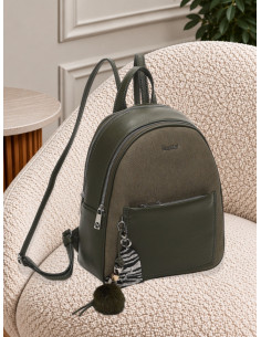 Zaino Verde Militare con Charm Cuore e Pon Pon - Mimi-Muà