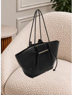 Borsa Shopper Grande Nera con Lacci Decorativi - Mimi-Muà