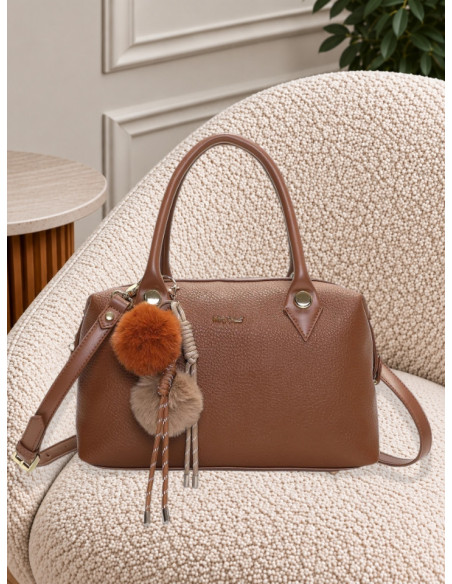 Borsa Bauletto Cuoio con Charm Peluche | Mimi-Muà