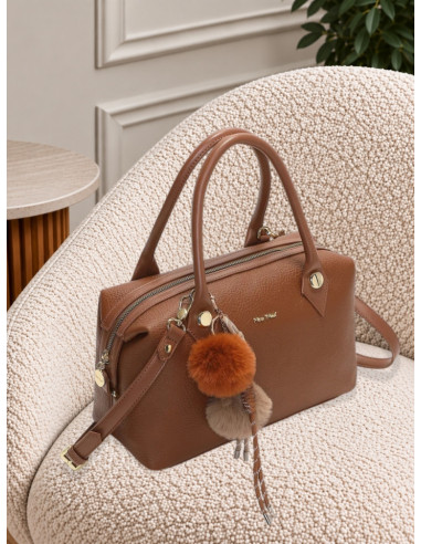 Borsa a bauletto con dettaglio appeso CUOIO