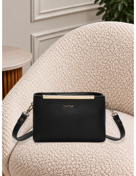 Borsa a Tracolla Nera con Dettaglio Oro | Mimi-Muà