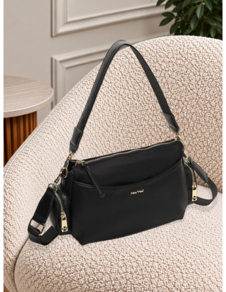 Borsa a tracolla in nylon NERO