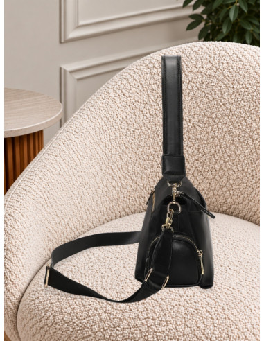 Borsa a Tracolla in Nylon Nero con Tasche | Mimi-Muà
