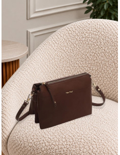 Borsa a Tracolla Moro con Fianchi Effetto Camoscio -...