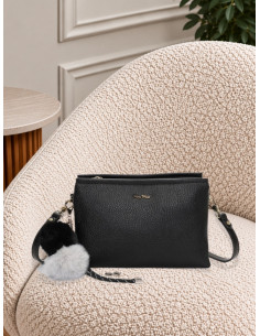 Borsa a Tracolla Nera con Charm Peluche | Mimi-Muà