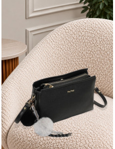 Borsa a Tracolla Nera con Charm Peluche - Mimi-Muà