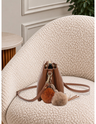 Borsa a Tracolla Cuoio con Charm Peluche | Mimi-Muà