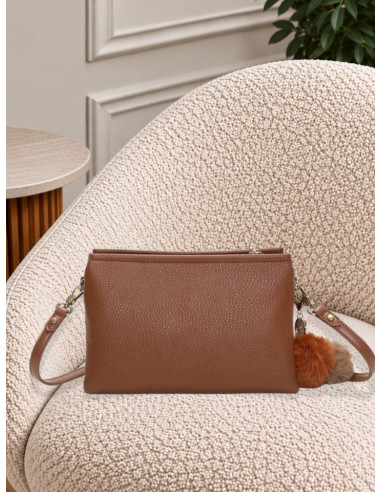 Borsa a Tracolla Cuoio con Charm Peluche | Mimi-Muà
