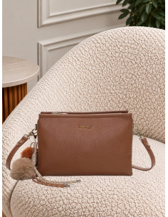 Borsa a Tracolla Cuoio con Charm Peluche | Mimi-Muà