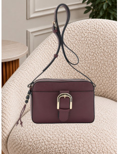 Camera bag tasca anteriore effeto saffiano BORDEAUX
