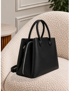 Large tote bag in morbido effetto pelle NERO YD1115