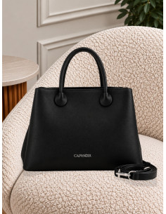 Large tote bag in morbido effetto pelle NERO YD1115