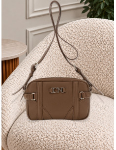 Camera Bag Marrone con Cuciture Geometriche | CaféNoir