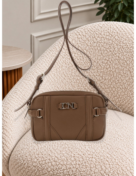 Camera Bag Marrone con Cuciture Geometriche | CaféNoir