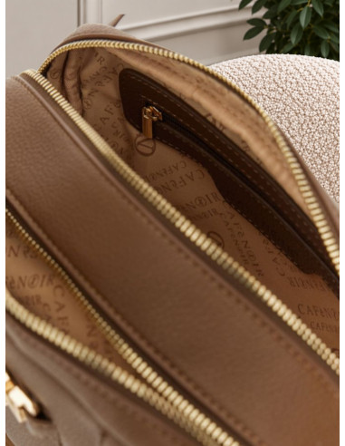 Camera Bag Marrone con Cuciture Geometriche | CaféNoir