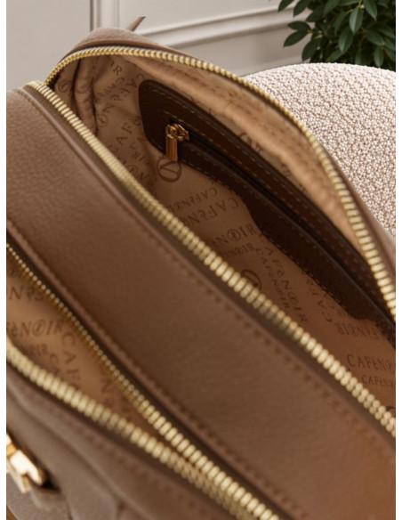 Camera Bag Marrone con Cuciture Geometriche | CaféNoir