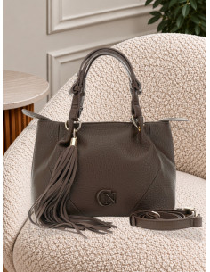 Tote con pieghe in effetto pelle logo cn nappina TMORO