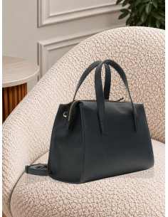 Borsa a mano con tasca anteriore fibbia oro NERO