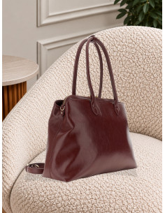 Shopping in effetto pelle lucida BORDEAUX