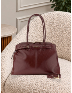 Shopping in effetto pelle lucida BORDEAUX