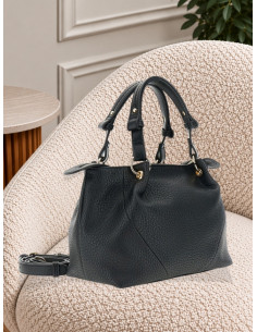 Tote Bag Nera Effetto Pelle Martellata con Frange - CaféNoir